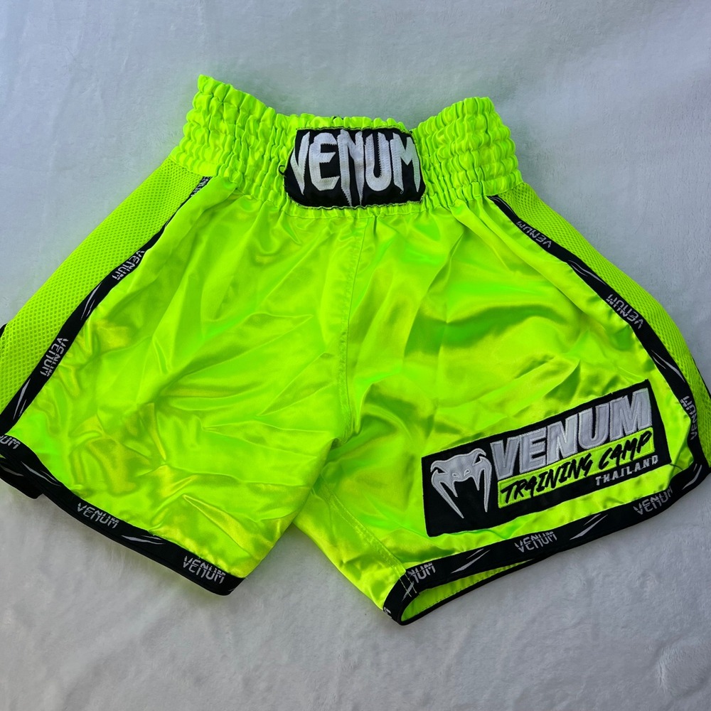 Venum Muay Thai Shorts Large Neon Yellow Training Camp Thailand MMA Athletic